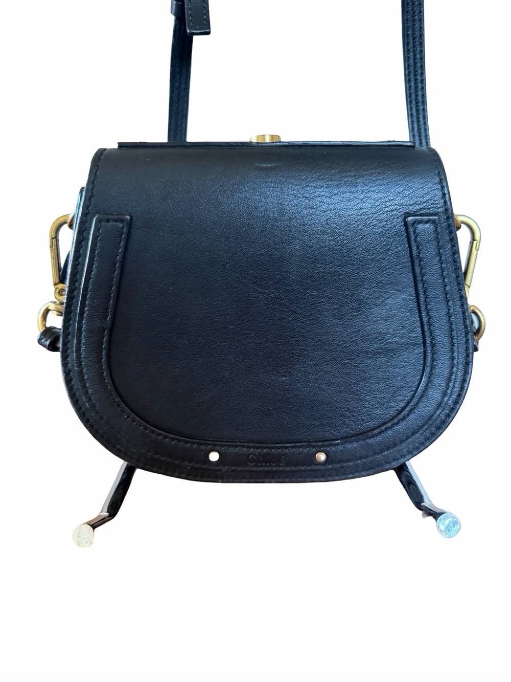Authentic CHLOE Nile Bracelet Black Calfskin Leather Small Shoulder Crossbody